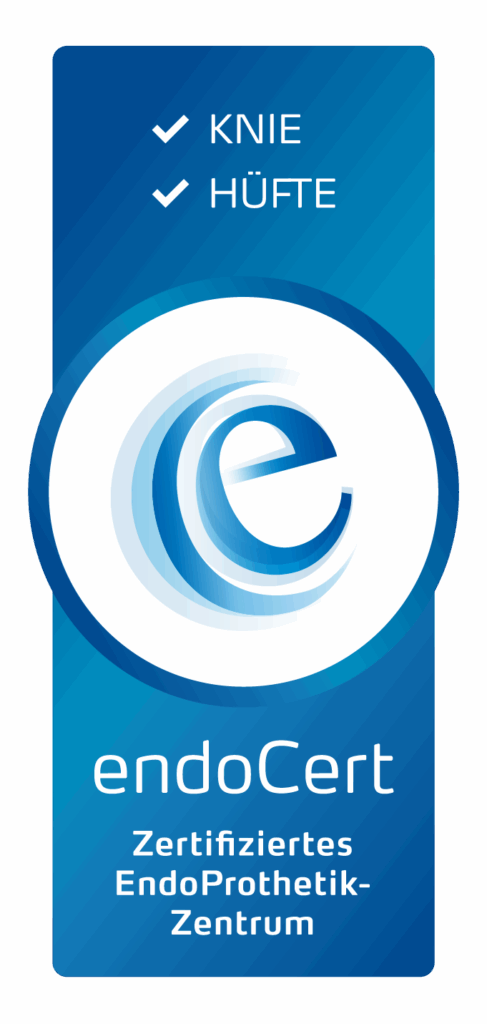 endoCert-Siegel für zertifiziertes Endoprothetik-Zentrum für Knie und Hüfte.